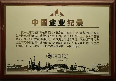 中国企业记录（MKLD7140型数控强力双磨头缓进给成形磨床）